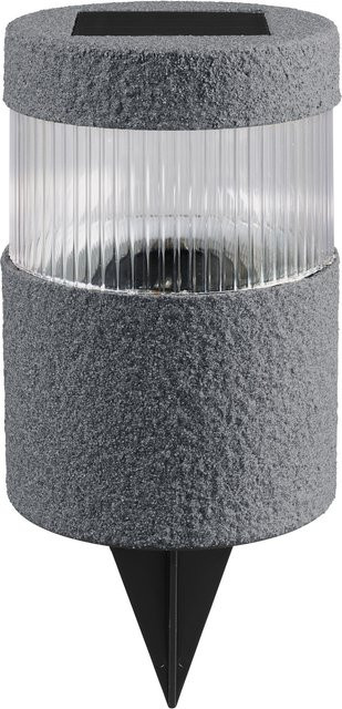 LIVARNO LED-Solarleuchte rund in Grau mit Dämmerungssensor und Erdspieß - Bild 1