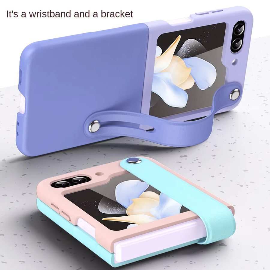 Samsung Galaxy Z Flip 6 5 4 3 5G Handyhülle mit Handgelenkschlaufe und Scharnierschutz aus Kunststoff in Purple - Bild 3