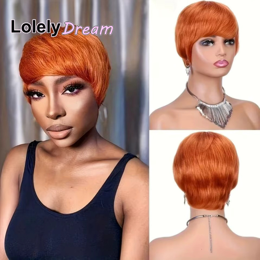 Lolely Dream Damen-Perücke, orangefarbener Ingwer, 100 % Echthaar - Bild 2