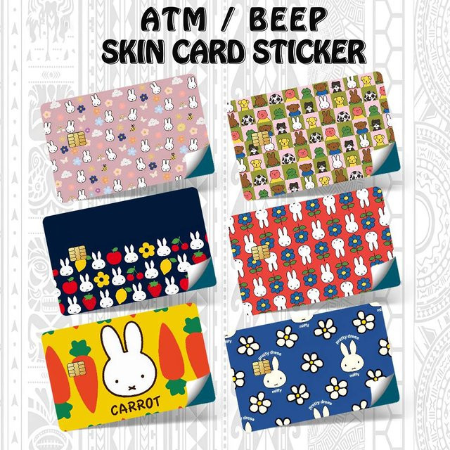 Miffy Kaninchen Mond Aufkleber Set für Kreditkarten und Busfahrkarten, 4 Stück, wasserfest, Mehrfarbig, B: 8,5 cm x H: 5,4 cm - Bild 1