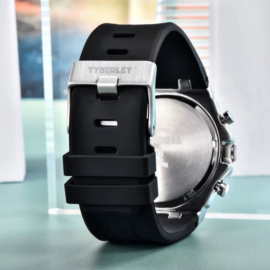 TYBERLEY Chronograph Herren, Quarz, Schwarz, Silikonarmband - Bild 6