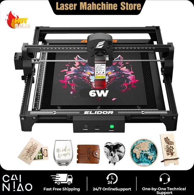 ELIDOR Z6 Lasergraviergerät CNC Laserschneidgerät mit blauem Licht in Schwarz und Blau, Arbeitsbereich: 30 x 30 cm - Bild 1
