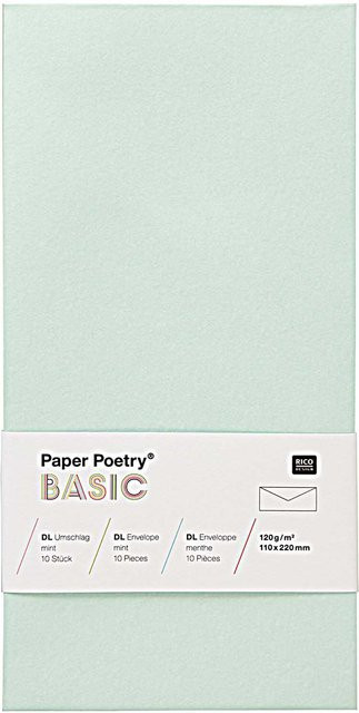 Rico Design Paper Poetry Kuvert Basic DL, 10 Stück, Mint - Bild 1
