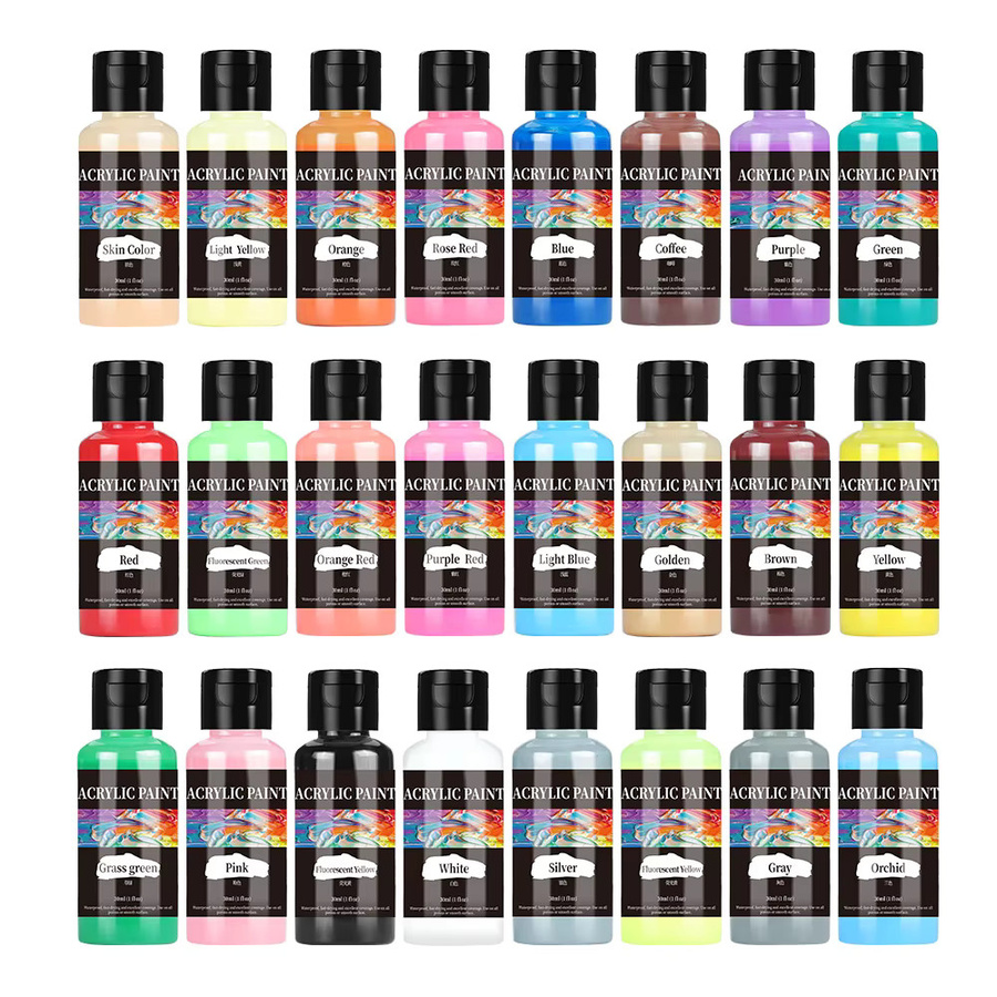 24-farbiges Acrylfarben-Set in Flaschen für DIY-Projekte auf Stoff, Kleidung und Leder, Mehrfarbig - Bild 4