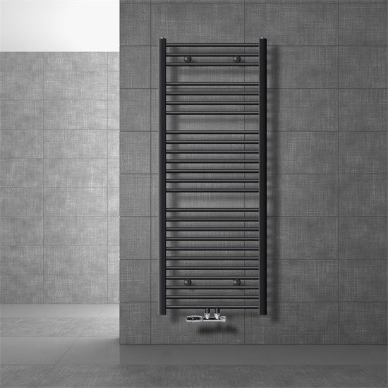 LuxeBath Badheizkörper Sahara Anthrazit gerade mit Thermostat und Wandanschluss, B/H: 60 x 150 cm - Bild 1