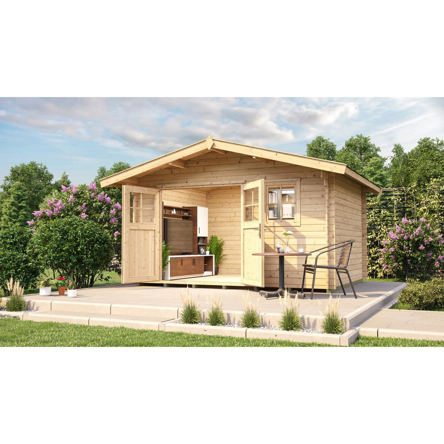 Weka Holz-Gartenhaus Sienna G Natur Braun mit Satteldach, Breite: 460 cm, Tiefe: 450 cm - Bild 2