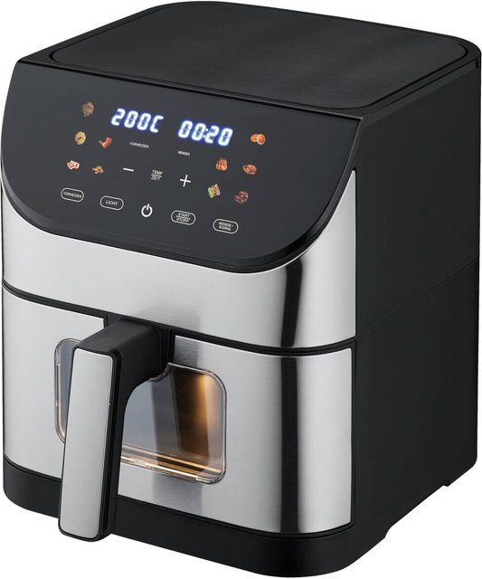 Emerio Heißluftfritteuse RA620DSV in Edelstahl und Schwarz, Volumen: 6 l, B/H/T: 28 x 35 x 34 cm - Bild 1