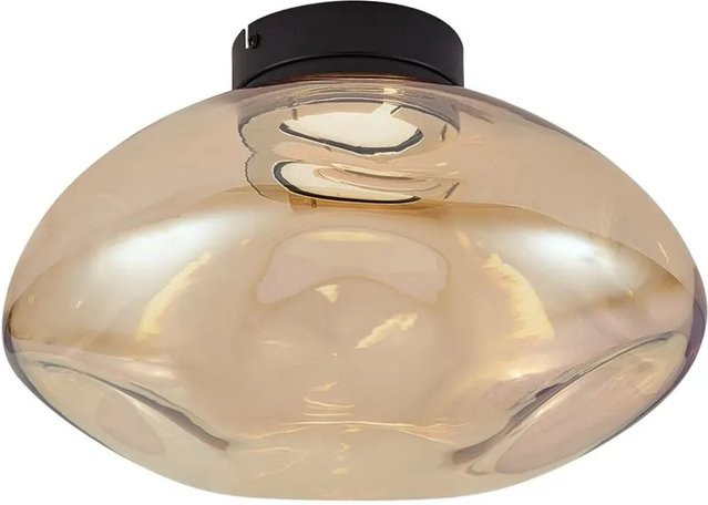 QAZQA Gemma Design Deckenleuchte in Schwarz mit bernsteinfarbenem Glas, dimmbar - Bild 1