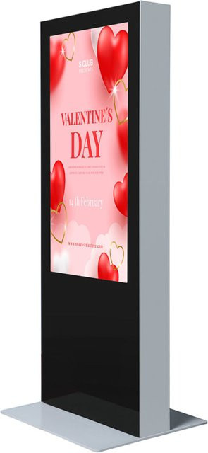Foya Digitale Infostele doppelseitig mit 2 Bildschirmen 55 Zoll in Schwarz/Silber, Breite: 87,3 cm - Bild 1