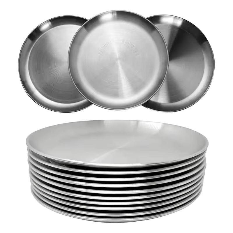 JANKNG 4-teiliges Set runde Grillplatten und Tabletts aus Edelstahl in Silber - Bild 5