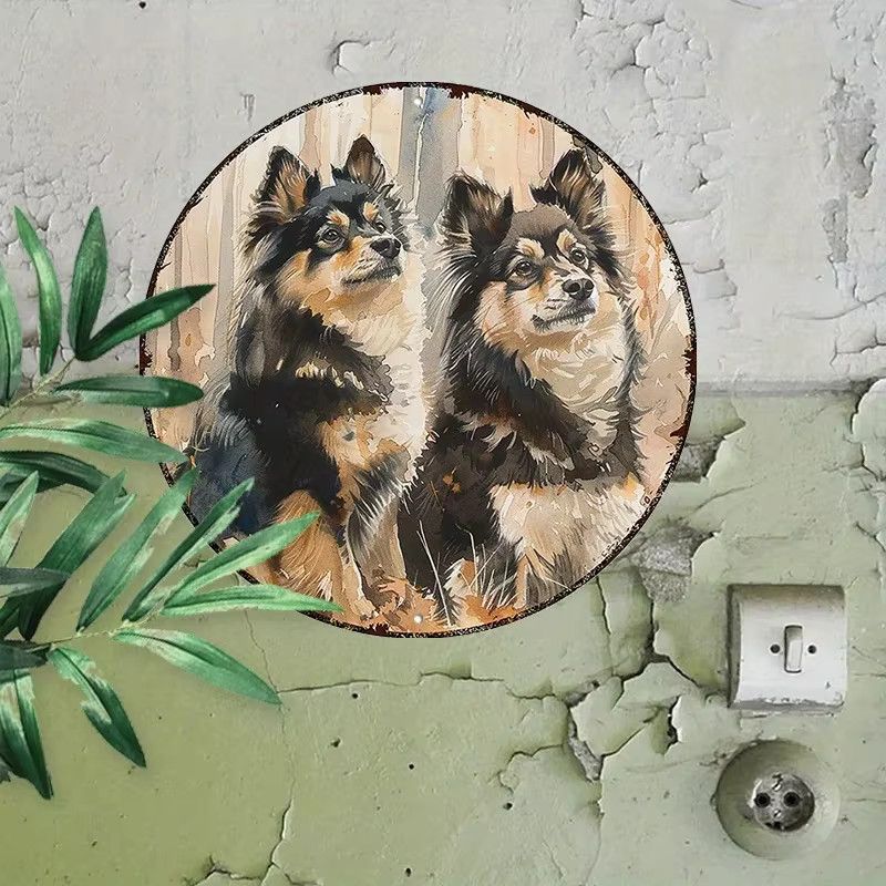 Runde Aluminium-Wandkunst Finnischer Lapphund von Potdemiel, Durchmesser: 20,3 cm - Bild 5