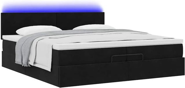 vidaXL Ottoman-Bett mit Matratze und LED-Beleuchtung in Schwarz aus Samt, B/T: 200 x 200 cm - Bild 1