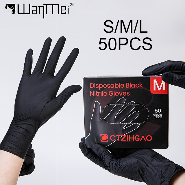 CTZIHGAO Nitrilhandschuhe Schwarz, Puderfrei, 50 Stück - Bild 1
