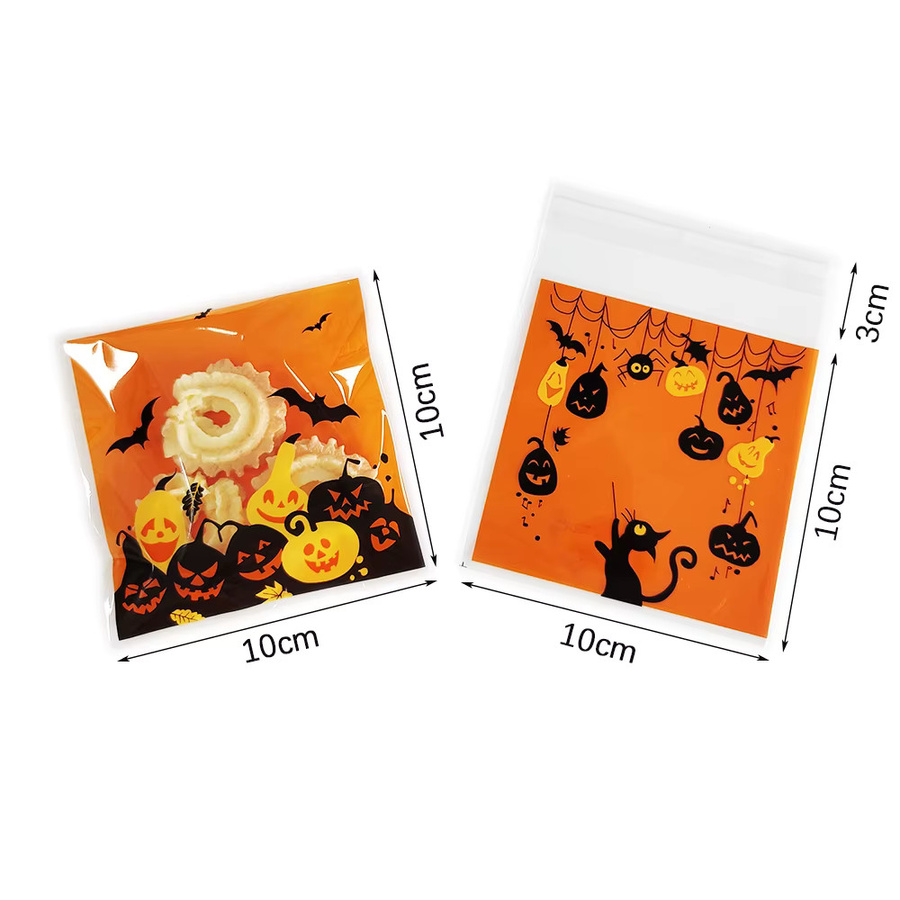 100 Stück Halloween Geschenkbeutel aus Kunststoff mit Geist, Kürbis und Spinne für Kinder und Partydekoration - Bild 3