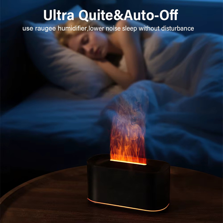 Raugee Aroma-Diffusor Flammen-Luftbefeuchter mit Farbwechsel-Licht in Schwarz - Bild 3