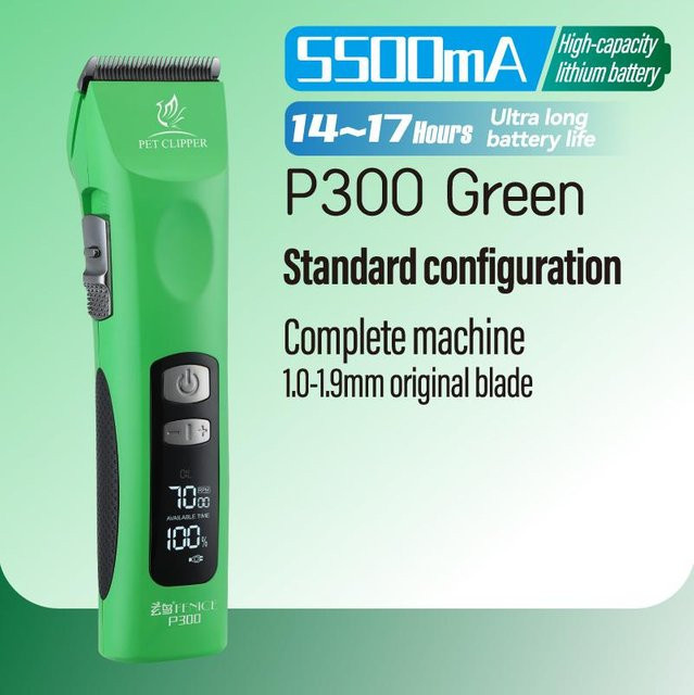 Fenice Akku-Haarschneider für Haustiere, professionelle Tierhaarschneidemaschine und Pflegescherer, Farbe: Green - Bild 1