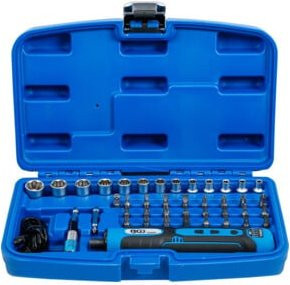 BGS Akku-Schraubendreher Set in Blau mit 41-teiligem Bit- und Steckschlüssel-Satz - Bild 1