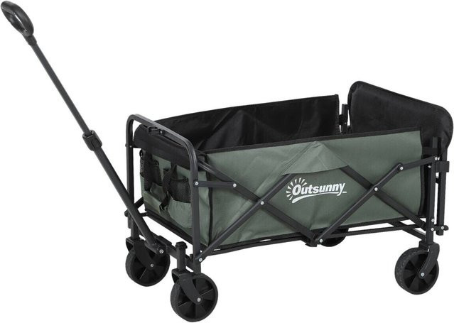 Outsunny Gartenwagen klappbar in Grün mit herausnehmbarer Plane, 72 Liter Volumen und 90 kg Traglast, H x B x T: 92 x 46 x 114 cm - Bild 3