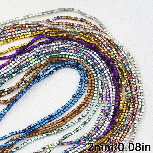 JHNBY Spacer Perlen, Hämatit Naturstein, Blau Grün Goldene, 2mm - Bild 1