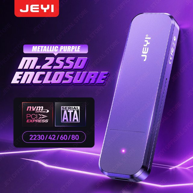 JEYI M.2 SSD Aluminium Gehäuse in Lila mit USB 3.2 Unterstützung für NVMe und SATA Dual-Protokoll sowie 2230/42/60/80 SSDs - Bild 1