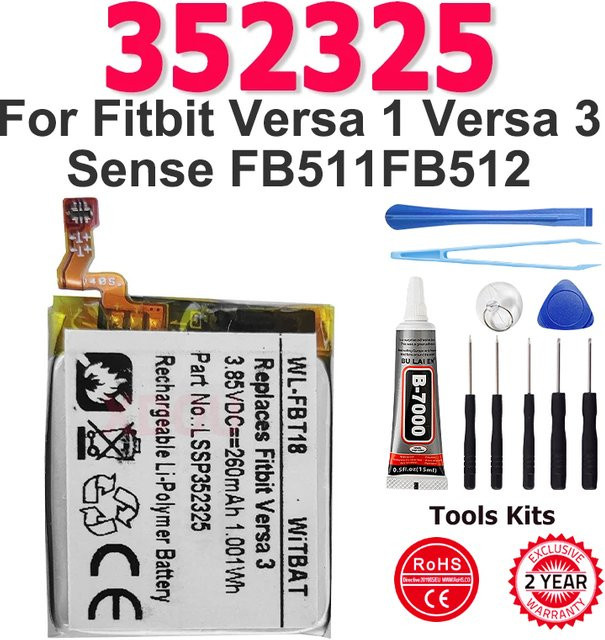 Ersatzbatterie für Fitbit Versa 1 und Versa 3 mit 260 mAh - Bild 1