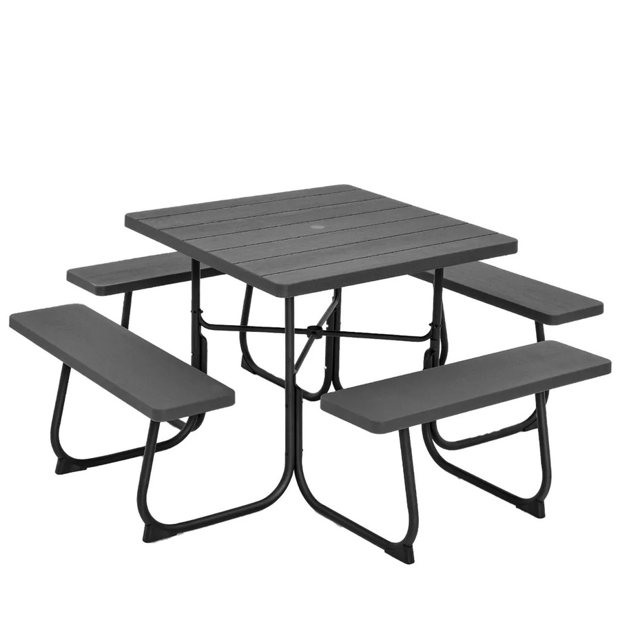 Costway Sitzgarnitur für 8 Personen mit Picknicktisch in Schwarz, modern und matt - Bild 2