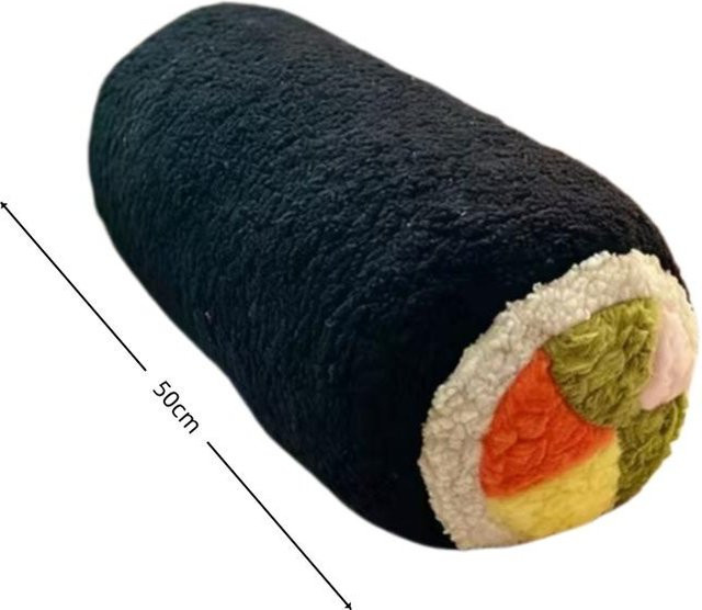 Binchi Fitness Kawaii Sushi-Thema Zylindrisches Schlafkissen Plüschtier, Schwarz, ab 14 Jahren - Bild 1