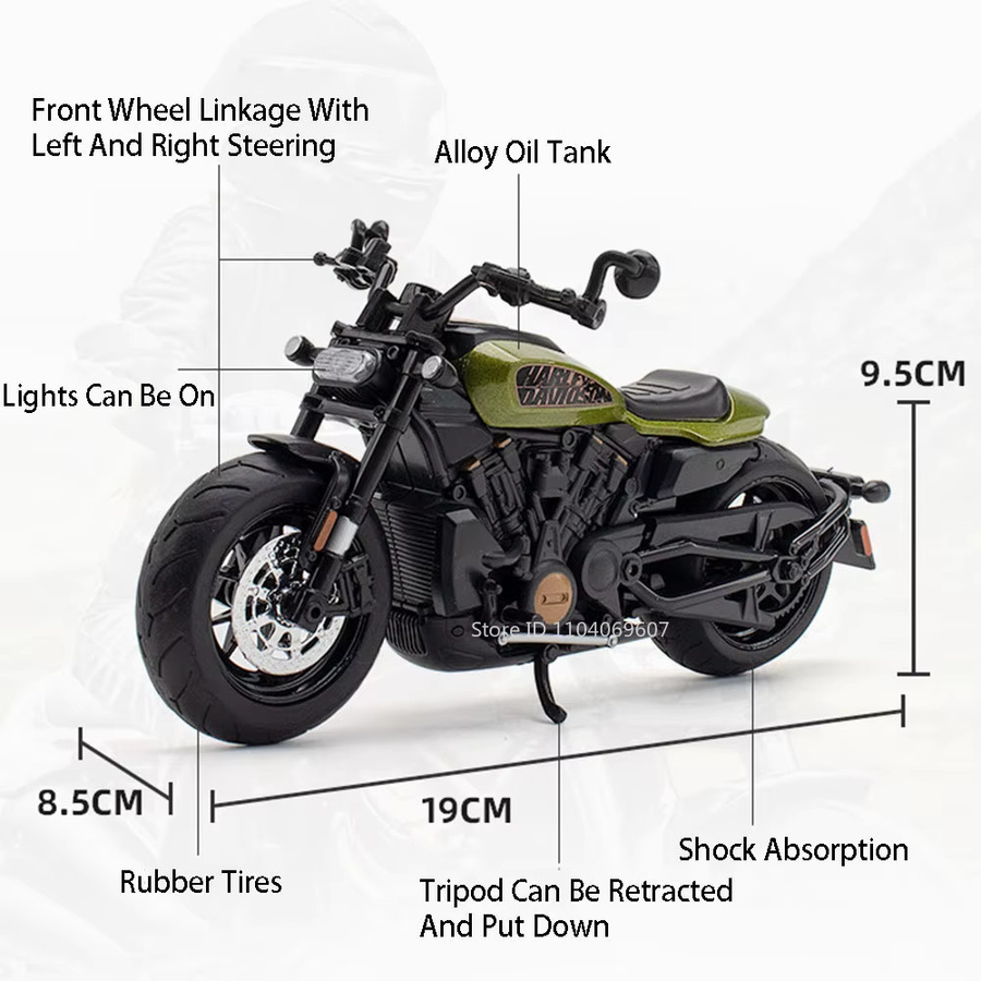 MAKEDA Sportster S Motorrad-Spielzeugmodell, Maßstab 1:12, Metalldruckguss, Rot - Bild 4
