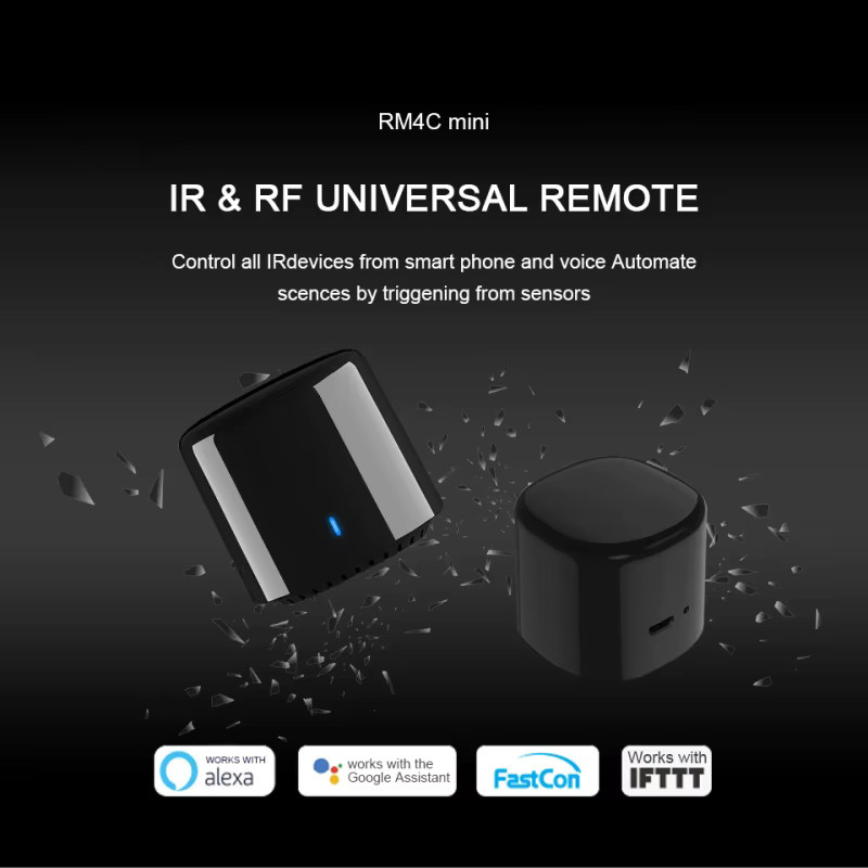 Broadlink RM4C Mini Smart Home Universalfernbedienung Schwarz mit WIFI und IR Steuerung für Klimaanlage und TV sowie Sprachsteuerung durch Alexa und Google Home - Bild 2