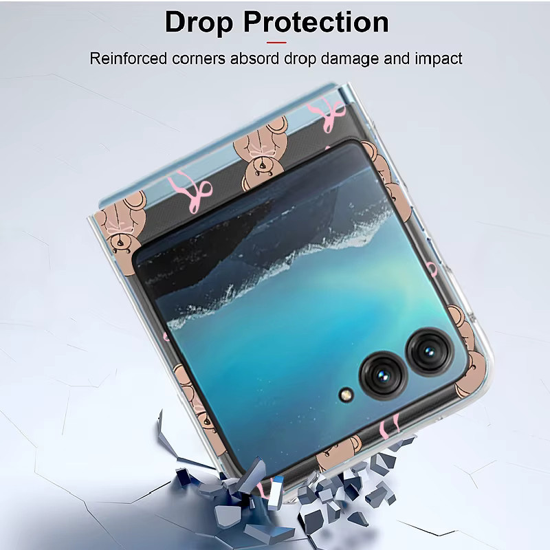 Stoßfeste transparente Handyhülle mit Cartoon-Bärenmuster für Motorola Razr 60 40 50 Ultra - Bild 3