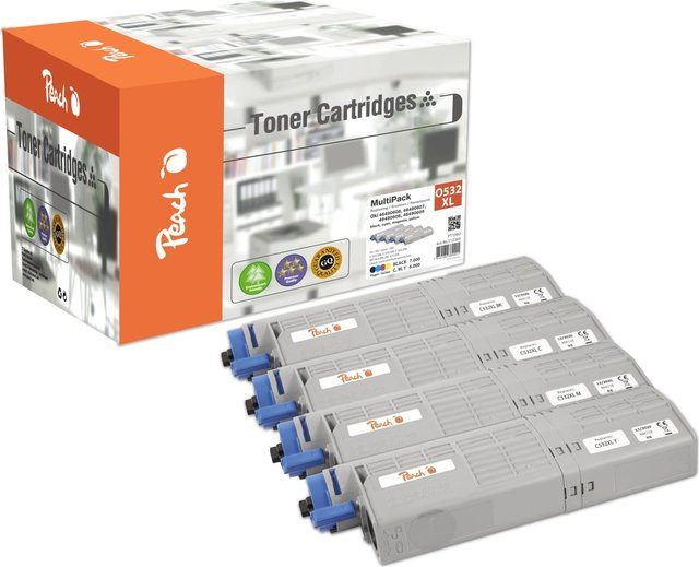 Peach O4648/49 4er Toner XL Set (Schwarz, Cyan, Magenta, Gelb) wiederaufbereitet für OKI C 532 DN, OKI C 542 DN und OKI MC 563 DN - Bild 1