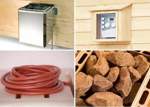 Weka Saunaofen-Set Technikpaket 4, elektrisch, 9,0 kW, silberfarben, B/T/H: 38,0 x 36,6 x 66,8 cm - Bild 1