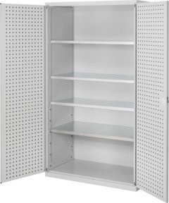 Kappes RasterPlan Großvolumenschrank in Grau RAL 7035 mit Lochplatten-Tür innen, Regalböden und Schloss, H: 195,0 cm, B: 113,0 cm, T: 59,0 cm - Bild 1