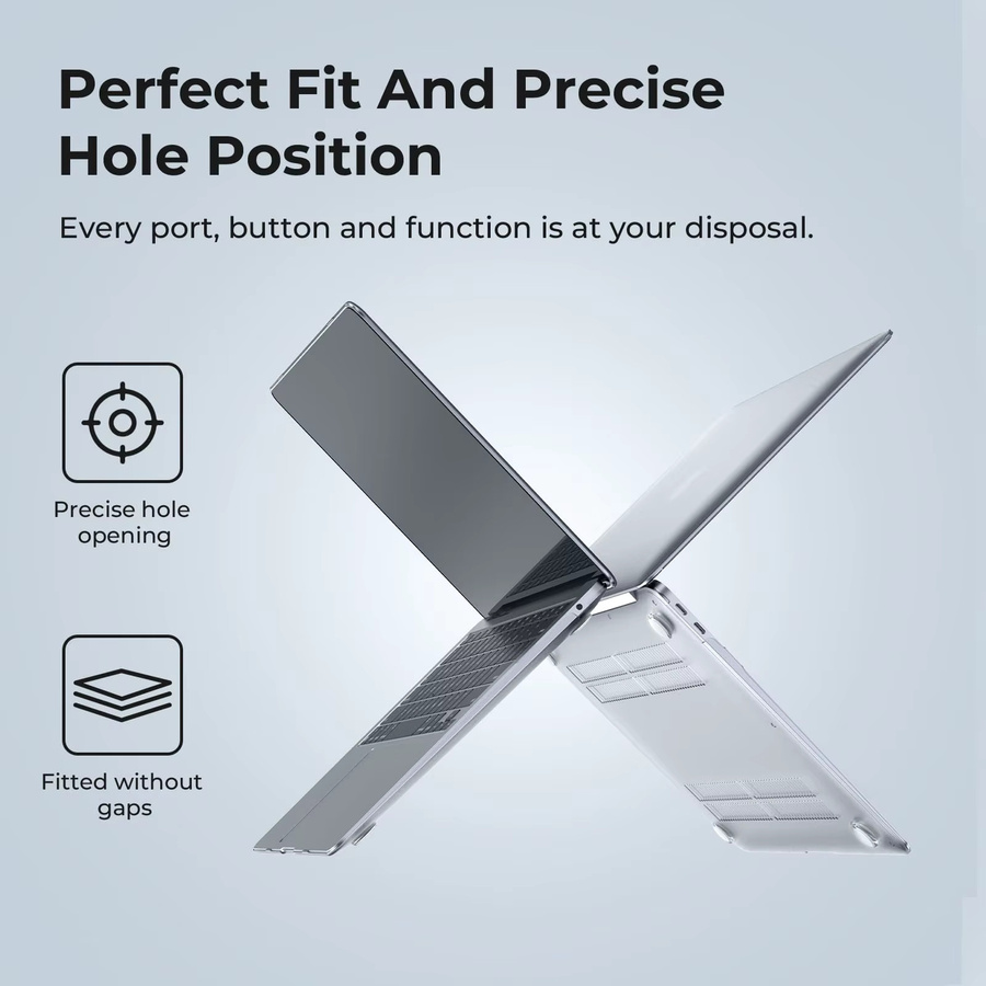 Kristallklare Hartschalenhülle für Apple MacBook Pro 14 und MacBook Air 13 sowie 15 (M4 M3 M2 M1), transparent - Bild 2