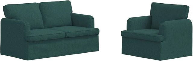 vidaXL Sofa 2-teilig in Dunkelgrün mit Stoffbezug und Metallrahmen, L-Form, Breite: 144 cm, Tiefe: 80 cm, Höhe: 85 cm - Bild 1