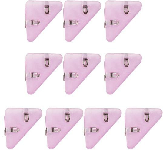 10 Stück multifunktionale Dreieck-Clips aus Kunststoff in Transparent Lila und Pink als wiederverwendbare Papierbinder und Desktop-Organizer für dein Büro - Bild 1