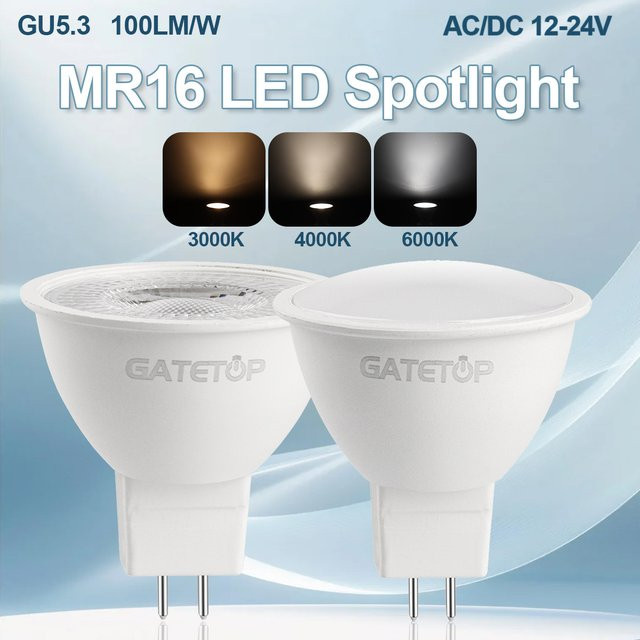 12 Stück Gatetop LED-Strahler MR16 Bombillas mit GU5.3-Sockel, 6 W, 600 lm, Weiß - Bild 1