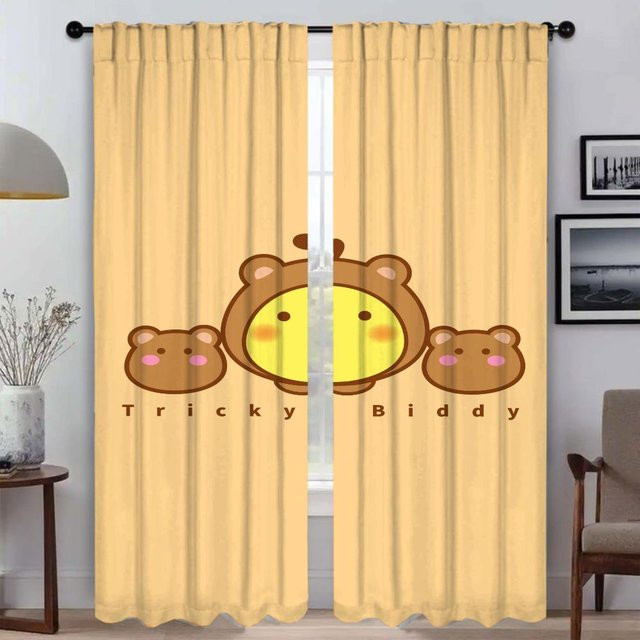 2er-Set moderne Tüll-Küchenvorhänge mit Tiermotiv in Beige, halbtransparent, Breite: 50 cm, Höhe: 70 cm - Bild 1