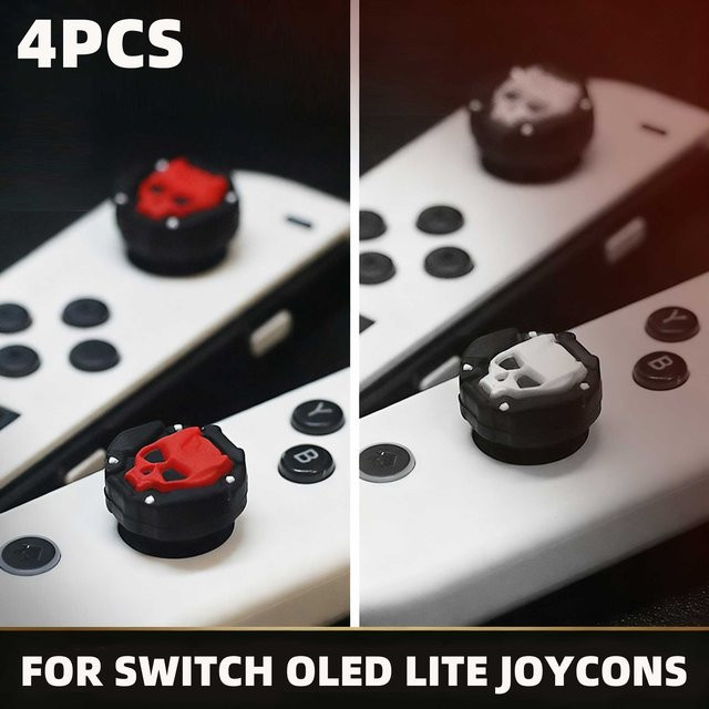 Dunkle Schädel Daumengriffkappen für Nintendo Switch Joycons und Switch OLED Lite, Silikonhülle für Analog Sticks - Bild 1
