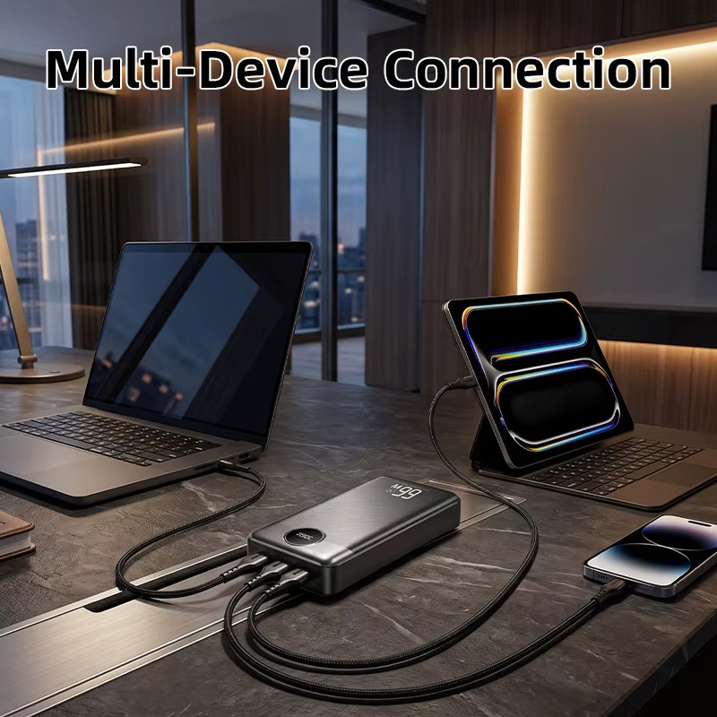 Cohana Powerbank 50000mAh mit 66W Schnellladefunktion, tragbares Ladegerät für 3 Geräte gleichzeitig mit LED-Taschenlampe, Schwarz - Bild 5