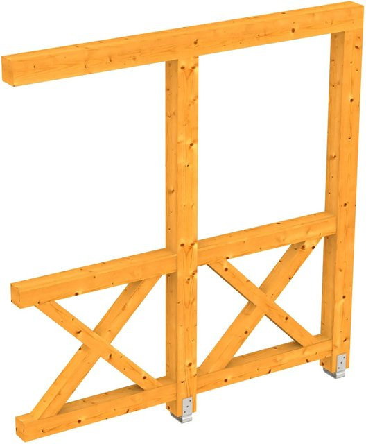 Skan Holz Seitenwand Andreaskreuz Paravent aus Fichte und Eiche hell, B/H: 205 x 210 cm - Bild 1