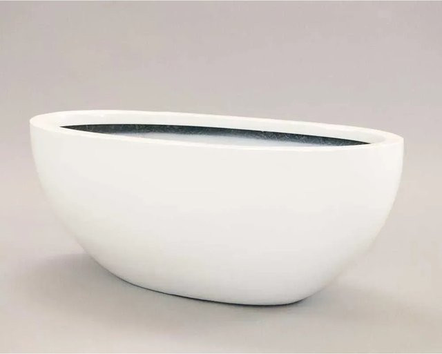 Ovaler Pflanzkübel aus Fiberglas von Elegant Einrichten in Hochglanz-Weiß, B: 51 cm, T: 23 cm, H: 18 cm - Bild 1
