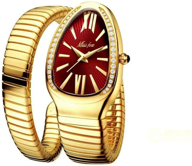 MISSFOX Armbanduhr Schlangenform, Edelstahl, Gold, Quarz, Damen - Bild 1