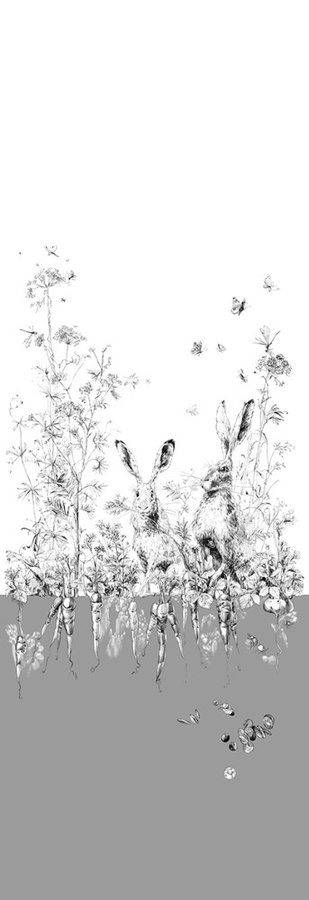 Edmond Petit Tapete Vintage Floral mit Tiermotiven und Botanik in Grau und Gold, Vlies-Mural - Bild 1