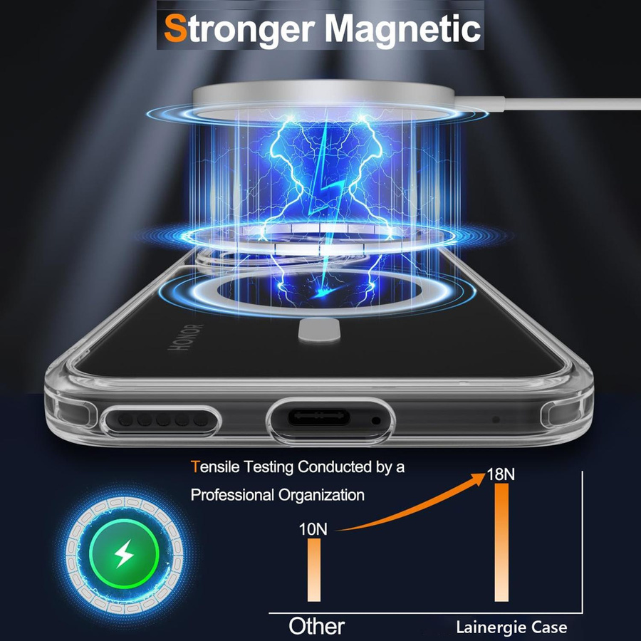 Stoßfeste Honor 400 Pro Handyhülle mit Magnetfunktion und kabelloser Ladefunktion aus TPU und PC in Transparent - Bild 2