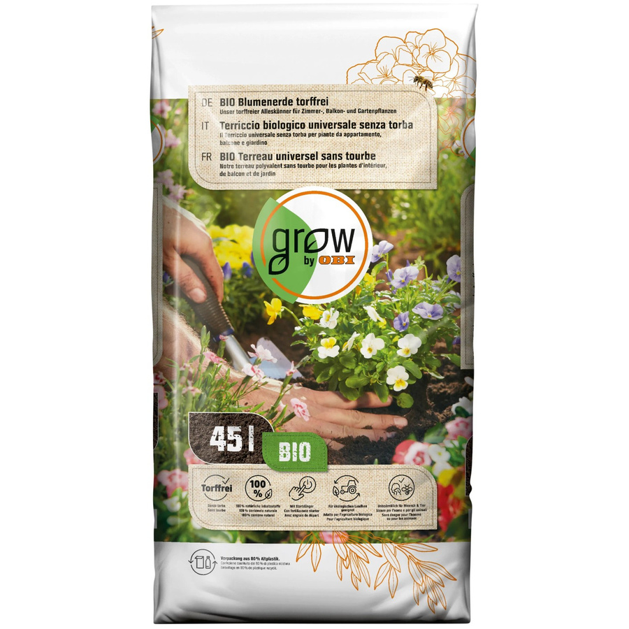 GROW by OBI BIO Blumenerde torffrei, 45 l - Bild 2