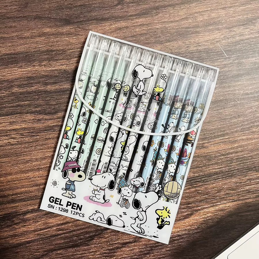 Bandai Snoopy Set mit 12 löschbaren blauen Gelstiften für Schule und Büro - Bild 4