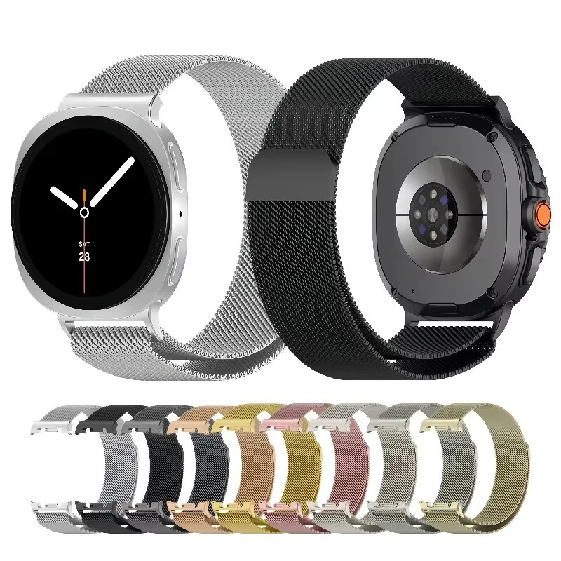 JBAILI Uhrenarmband Edelstahl, Milanese Loop, Schwarz, Samsung Galaxy Watch 8/8 Classic - Bild 2