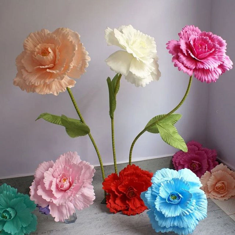 Künstliche Pfingstrose als Einzelstiel aus Schaumstoff und Textil, 30 cm Höhe, rot oder mehrfarbig, ideal für Hochzeitsdekoration und Garten-Gestaltung - Bild 1