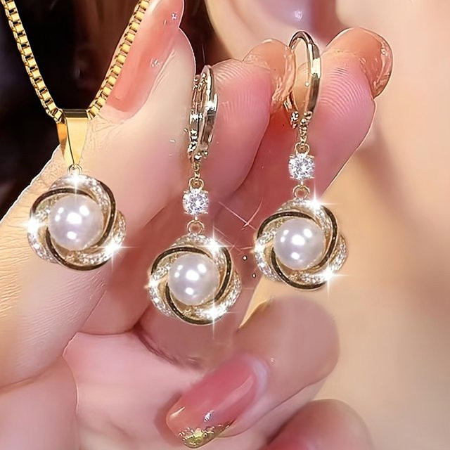 belleper Schmuck-Set, Zirkonia, Perle, Damen - Bild 1